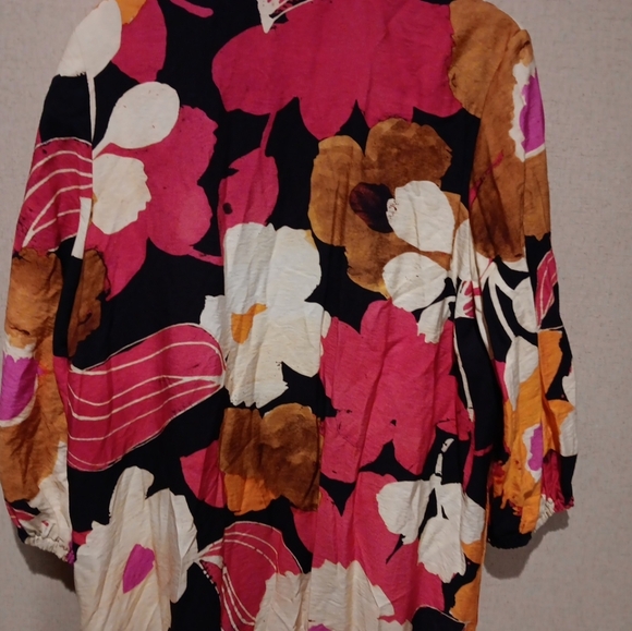IC COLLECTION Plus Size Fuchsia Long Kimono With Puff Sleeves Size XL - Picture 8 of 8